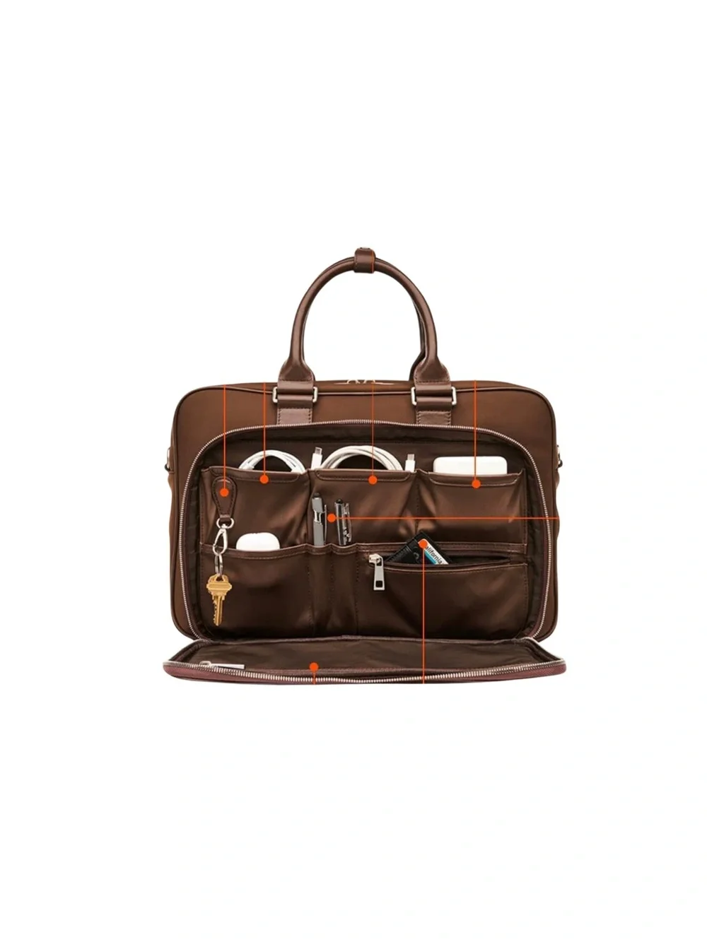 Oak & Rove Alto Laptop Briefcase Leather Brown Travel Work Bag Organizer